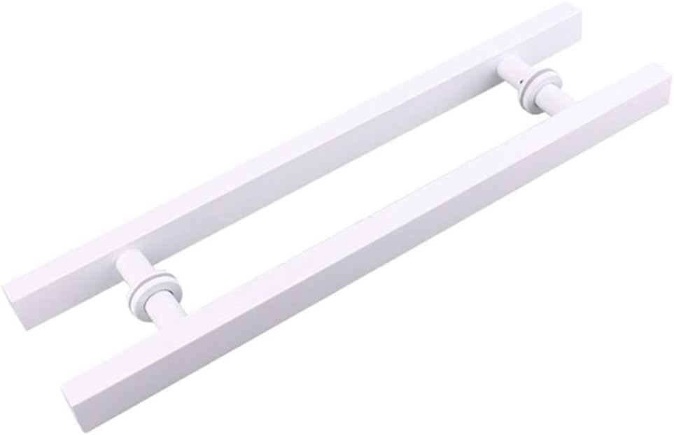 Interior External Barn Door Handle, Stylish Stainless Steel Glass Door Handle Set Double Side Bar Handle for Hotel Club Office Store Square Shop Push Door Pull Handle/White/Hole Center 300Mm