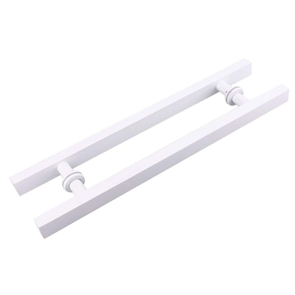 GYRAZXS Stainless Steel Square Shop Glass Door Pull Handle Set for Hotel Home Club Office Store Brushed Double Side Bar Handle White 700mm Center Hole