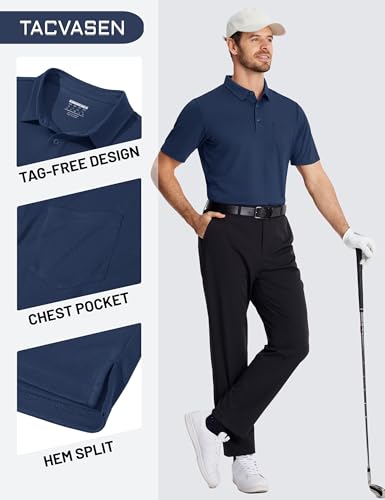 TACVASEN Mens Polo Shirts with Pocket Mens Golf Shirt Short Sleeve Performance Dry Fit Golf Work Athletic Polos2