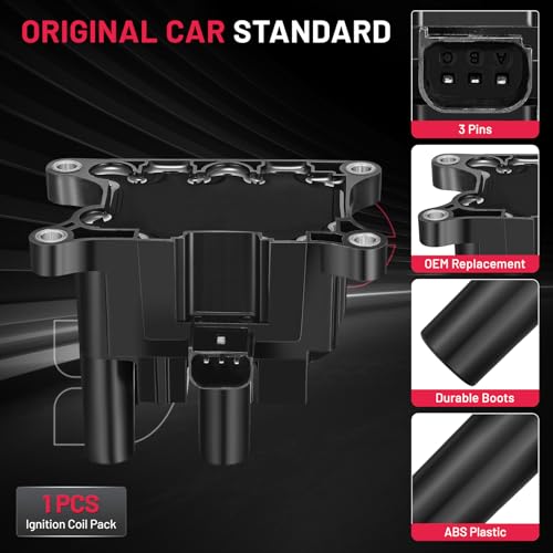 Image of BDFHYK Ignition Coil Pack UF740 Compatible with Ford Figo 2016-2020 Fiesta 2011-2019 l3 l4 1.6L 1.5L Ford Oem Coil Pack Coil for E1240 5C1888 Set of 1