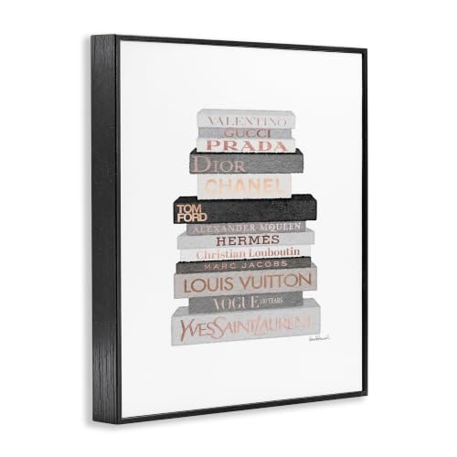 Image of 'Grey & Peach Bookstack'| Framed Giclee Art