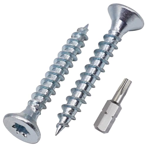 SKIR'CO (50 unidades) Tornillos para madera de acero galvanizado 5,0 x 35 mm, cabeza Torx, cabeza avellanada, tornillos para aglomerado, totalmente roscados