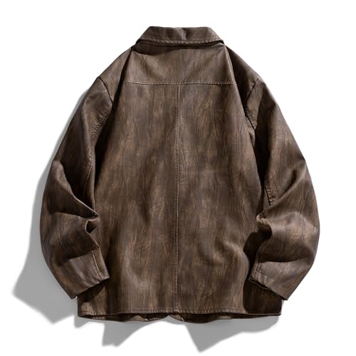 JEShifangjiusu Mens Casual Faux Leather Blazer Jacket Vintage Lightweight Jacket Overcoat Business Suit Jackets with Pockets2