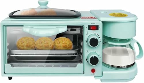 LASDERTV Stazione per La Colazione 3 in 1, Versatile Macchina per La Colazione con Macchina per Il caffè, Forno da 15 Litri, Padella con Controllo della Temperatura per La Colazione Tutto Il Giorno