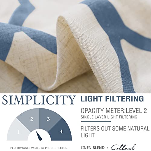 Collact Linen Curtains For Living Room Farmhouse Moroccan Tile Print Window Treatments Geometric Curtains Lattice Grommet Drapes For Dining Room Bedroom 63 Inch Length 2 Panels Set Blue On Beige #TOP3