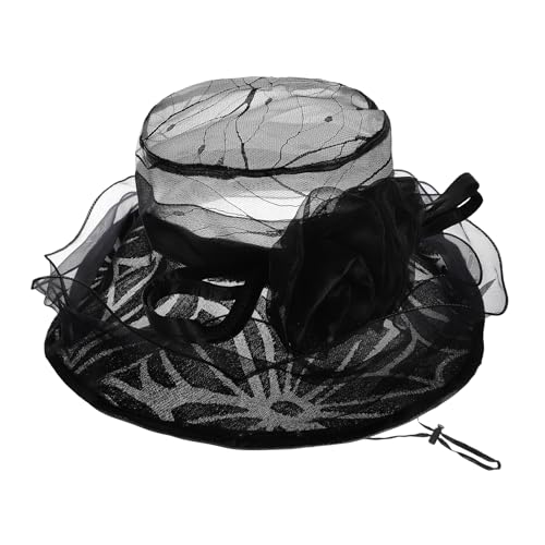 Sombrero de mujer elegante de organza con ala ancha miniatura 5