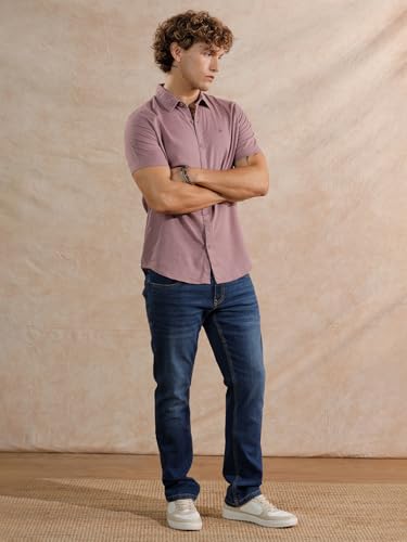 Image of WROGN Men's Cotton Linen Blend Casual Shirt | Solid Minimal Design | Slim Fit
