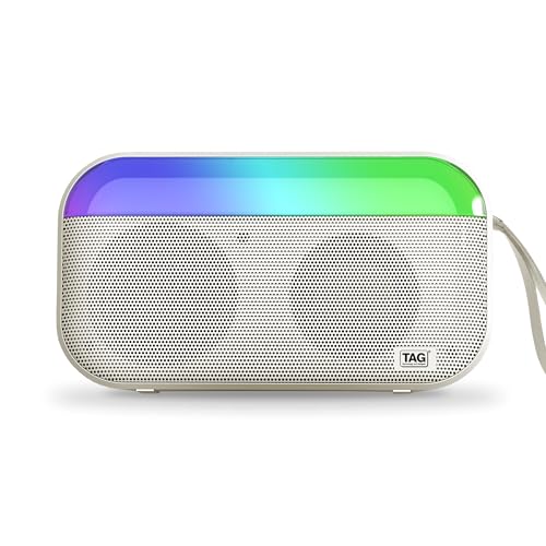 Image of TAG Ray 5W Portable Wireless Bluetooth Speaker with Dynamic Stereo Sound | Customizable RGB LED Lights | TWS Feature | Supports Micro SD Cards, FM, USB | Comes with Inbuilt Mic (White)