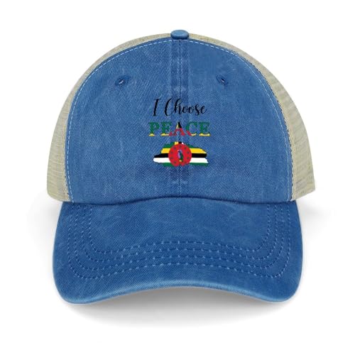 Yelolyio Drapeau national de la Dominique I Choose Peace Casquettes de baseball Dominique Casquettes en coton Chapeau de soleil Casquettes patriotiques pour hommes et femmes Casquettes en maille