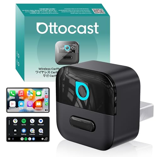 Image of OTTOCAST Mini Pico 2026 Wireless CarPlay Adapter for iPhone & Android - Plug and Play WiFi 6 Bluetooth 5.4 Android Auto Adapter (Black)