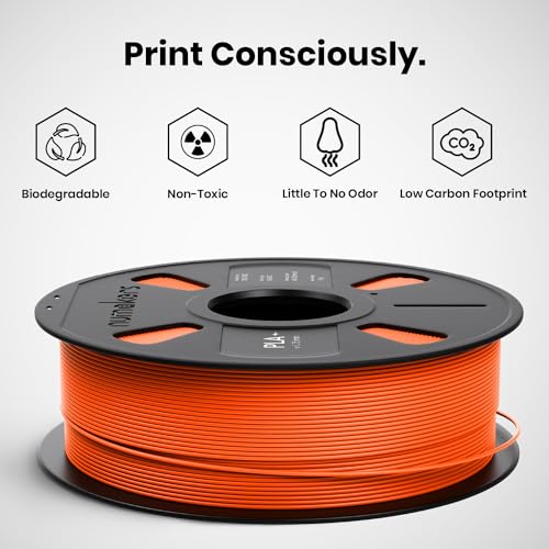 Image of NUMAKERS PLA+ 3D Printer Filament, 1.75mm, Dimensional Accuracy + /- 0.03 mm, 1 kg Spool (2.2 lbs), Compatible with Most FDM Printers (Fluorescent Orange)