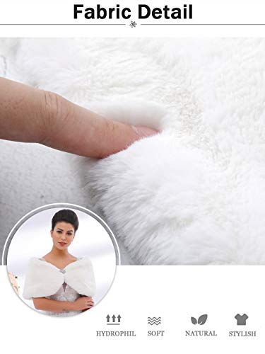 JAKAWIN Women’s Faux Rabbit Fur Wraps and Shawls Bride Wedding Fur Stole Bridal Dress Shrug Cover Up for Women4