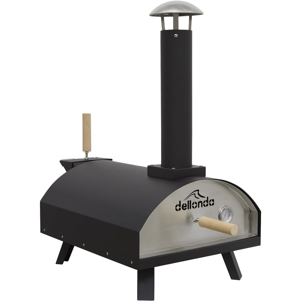 Four à pizza portable et fumoir à bois 35,6 cm - Acier noir - Fête de jardin en plein air