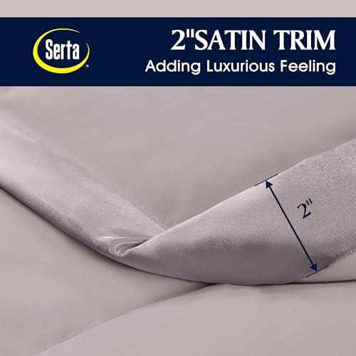 Serta Soft Lightweight Down Blanket,650 Fill Power Microfiber White Down Blanket,Luxury Bed Blanket with 2" Satin Trim,Down Alternative Blanket King Size by Serta - Used condition - Image 5