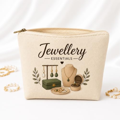 Image of DRUDRAYA Canvas Jewellery Pouch | Printed Storage Zipper Bag (Pack of 2)
