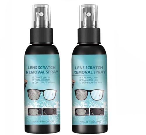 2 pack Lens Scratch Remover Spray Scratch Repair Tool for Eyeglass and Sunglasses with Cleaning Lenses and Removing Screen Scratch Glasses Polishing Cleaning Fluids Kit