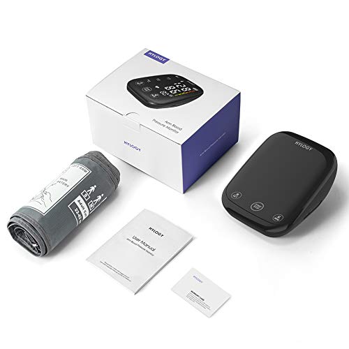 HYLOGY Upper Arm Blood Pressure Mointor, Digital Automatic Blood Pressure Mointor, Large Touchable LED Screen and Voice Broadcast, 2 * 90 Memory and Large Cuff(22-42cm)