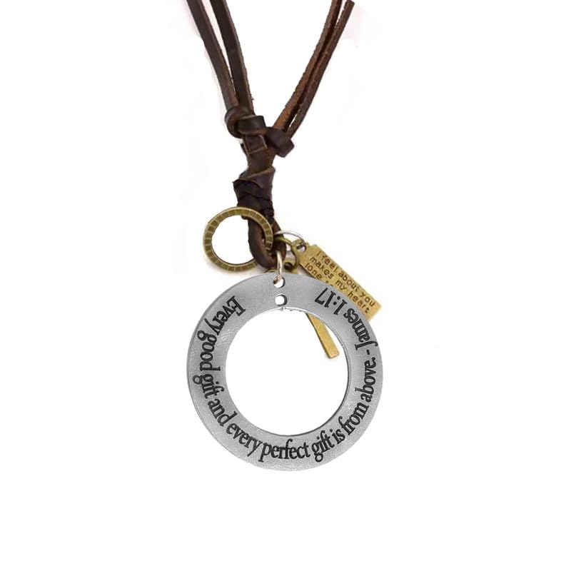See full amazon price history chart for M Men Style Every Good Gift And Every Verse James 1.17 Silver Stainless Steel, Leather Pendant Necklace Chain For Men And Women M Men Style Every Good Gift And Every Verse James 1.17 Silver Stainless Steel, Leather Pendant Necklace Chain For Men And Women (B0DBLSRKTT) Amazon Price History, Amazon Price Tracker