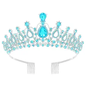 Tiara Crown for Women, Headband Hair Accessories for Birthday Wedding Party Costume (C-Blue)