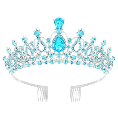 Tiara Crown for Women, Headband Hair Accessories for Birthday Wedding Party Costume (C-Blue)