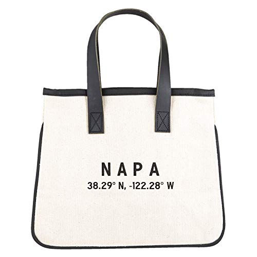 Image of Santa Barbara Design Studio Hold Everything Tote, Black /White 100% Cotton Canvas, Genuine Leather Handles, Mini