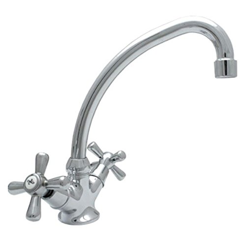 Traditional Retro 'F' Spout Cross Head Kitchen Bathroom Standing Faucet Tap