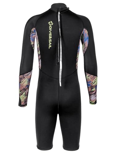 1.5mm Neoprene Shorty Wetsuit for Mens UPF 50+ Mock Long Sleeve Thermal Swimsuits4