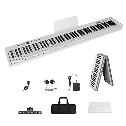 Cossain 88 Key Digital Piano, Folding Piano Keyboard [Full Size/Semi-Weighted/Tough Sensitive] Portable Piano With Piano Bag, [Bluetooth & Midi] Electric Piano Keyboard For Beginners, Teens, Adult #TOP13