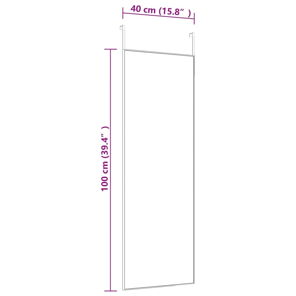 Lustro drzwiowe Golden 40 x 100 cm z aluminiową ramą i szkłem, nie zajmuje dużo miejsca do korytarza, sypialni, łazienki, łącznie z haczykami do łatwego montażu, funkcjonalne i dekoracyjne