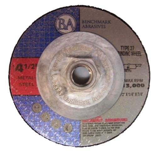 Benchmark Abrasives Grinder Cut Off Wheels 4 1/2 Inch Aluminum Oxide Depressed Center Type 27, 5/8