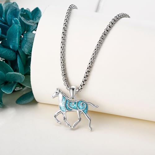 Animal Necklace 925 Sterling Silver Turquoise Horse/Hummingbird/Butterfly/Dragonfly/Phoenix/Turtle/Cowgirl Hat/Owl Pendant Jewelry Gifts for Women Men3