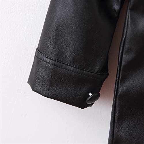 Toddler Girl Faux Leather Jackets Boy Long Jackets Outwear Lapel Collar Long Sleeve Biker Leather Jackets3