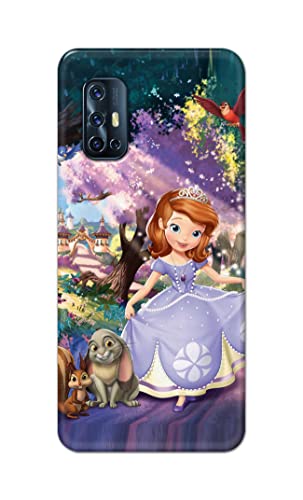 Image of PRINTFIDAA Cartoon Little Girl with Crown and Pet Animals Printed Designer Hard Case for Vivo V17 Back Cover -(e) RPM1008