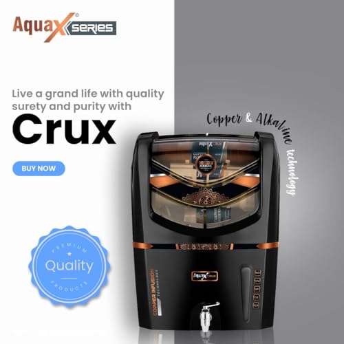 Image of Aqua x Crux 7-Stage RO UV UF Water Purifier with Copper Mineral Technology & TDS Controller | Advanced Home Water Filter for Safe Drinking Water, Impurity Removal & Better Taste(Black)