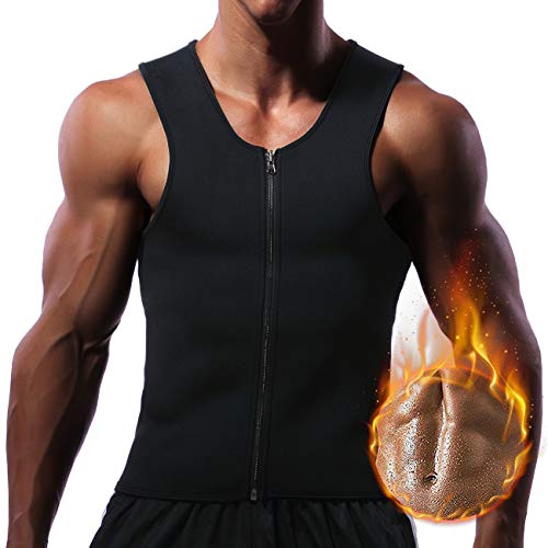 Men Hot Neoprene Waist Trainer Vest Workout Sauna Suit Smooth Zipper Tank Top Weight Loss Corset Body Shaper Gym Sweat Shirt