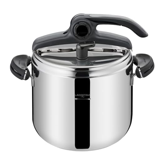 Lagostina Mia Pentola a Pressione 7 L in Acciaio Inox 18/10 Ø 22 cm, Pentola Induzione e Gas, Coperchio con Apertura Facilitata, Fondo a tre Strati, Lavabile in Lavastoviglie