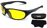 Perfekt für Biker Helme I-Sential Nachtsichtbrille Auto Fahren Matt Scharwz, Gelben Gläser Nachtsicht Brille Sonnenbrille + Fall und Tuch