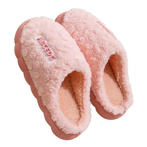 Zapatillas de invierno de fieltro para mujer, cálidas, cómodas, antideslizantes, suaves, de invierno, mullidas, unisex, ligeras, anchas, ortopédicas, para casa, Rosa., 42 EU