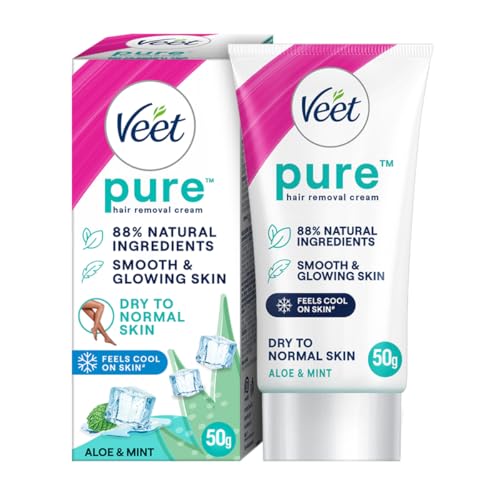 Image of Veet Pure Hair Removal Cream for Women For Dry To Normal Skin - 50g | Suitable for Legs, Underarms, Bikini, Arms | Long Lasting Smoothness | Hair Removal Cream