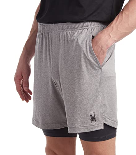Spyder Men's Athletic Shorts - 2 In 1 Performance Active Gym Shorts With Compression Liner (S-Xl), Size Medium, Frost #TOP26