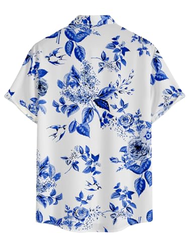 Image of DRESSFO Matchable Couples' Outfit Tropical Flower Leaf Print Button-up Shirt Or Strappy Dress