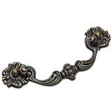MuDuJia 4-Pack 4.5' C-C Bail Drawer Pull Drop Dresser Pull Antique Brass Swing Drawer Handle Vintage Style 4 1/2' 115 mm Centers (4,Antique Brass)