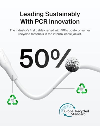 Image of Belkin Eco Braided USB-A to USB-C Cable 2-Pack (3.3ft, 15W) - Soft, Flexible Fast-Charging Cable, Type C Charger Cord for iPhone 16 & 15 Series, Galaxy S25, Pixel 9, iPad Pro, & More - White (USB 2.0)