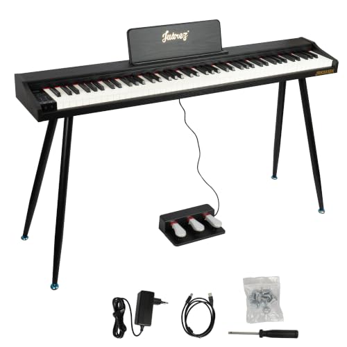Image of JUAREZ JRK885BK 88-Key Digital Piano Black with Stand | 600 Tones 800 Rhythms | 3-Pedal Unit | USB MIDI Audio In /Out | Built-In Speakers | 80 Demo Songs | Metronome | Home Piano with Legs