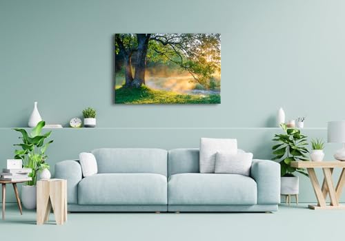 Nature Forest Canvas Wall Art for Living Room Green Trees Pictures Mountain Scenery Wall Decor Natural Lake Park Botanical Plant Tree Painting Landscape Artwork Bedroom Office Home Decorations 32x48” by YOOOAHU - Used condition - Image 5