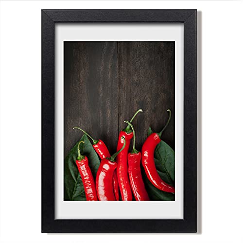 Cadre bois 20x30 cm Tulup et affiche piments pour tableau et peinture de décoration moderne