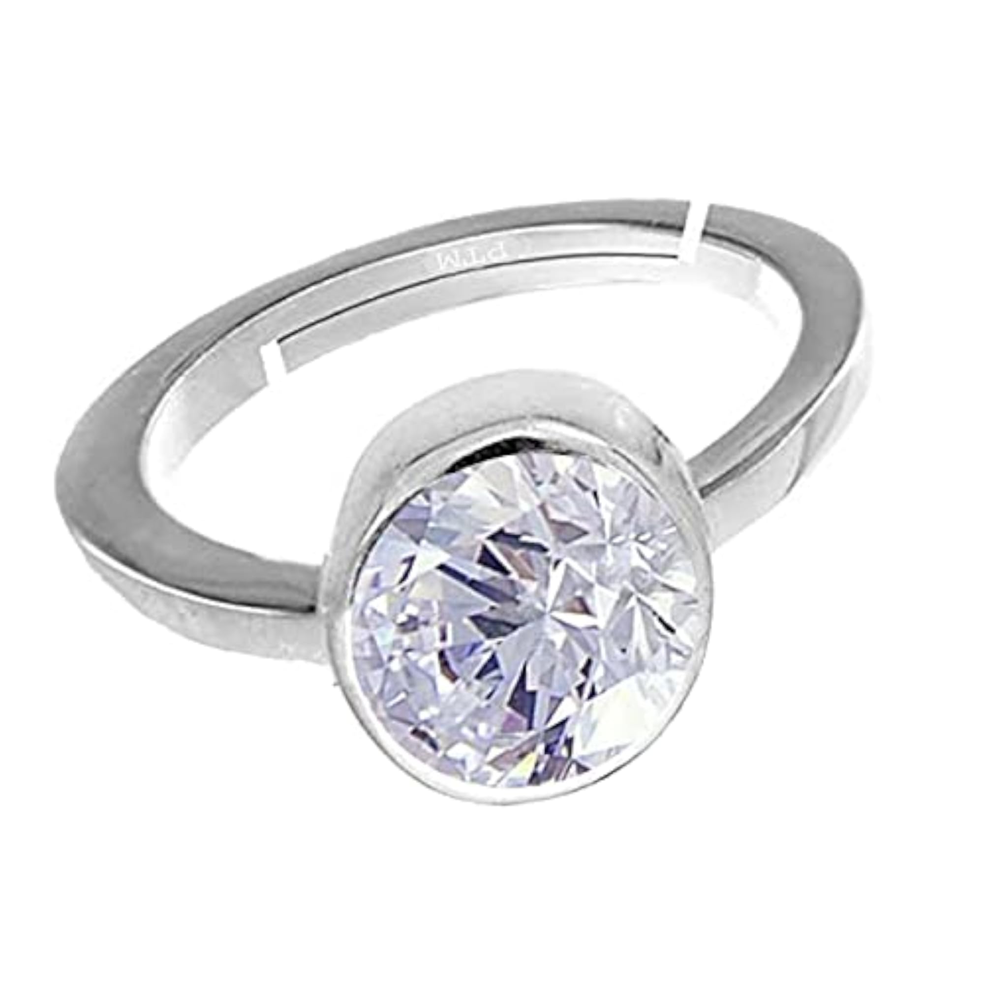 Unisex American Diamond 925 Sterling Silver Adjustable Ring, Astrological Gemstone