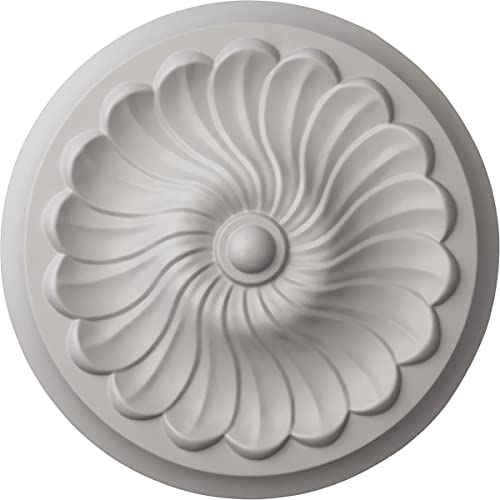 Ekena Millwork Flower Spiral Ceiling Medallion, Ultra Pure White
