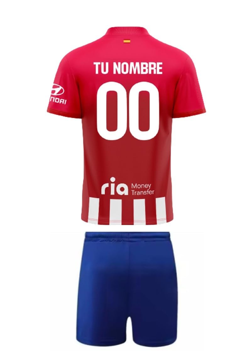Atletico de Madrid Conjunto Camiseta y Pantalón Personalizable Primera equipación Temporada 2023-2024 Réplica Oficial - Talla Niño
