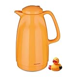ROTPUNKT Isolierkanne 227 Bella 1,5 l | Zweifunktions-Drehverschluss | BPA-frei - gesundes Trinken | Made in Germany | Warm + Kalthaltung | Glaseinsatz (rubberduck)